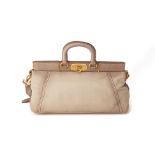 A PRADA LIGHT GREY LEATHER HANDBAG