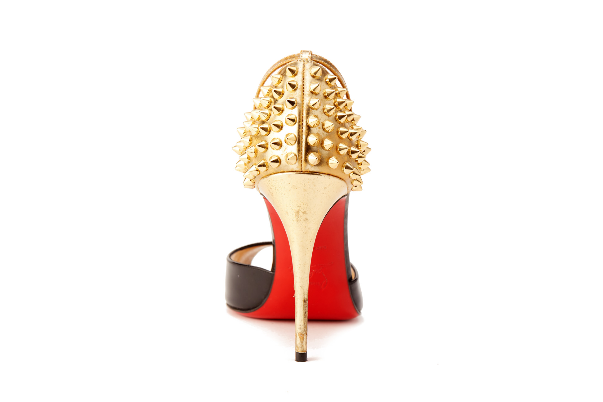 A PAIR OF CHRISTIAN LOUBOUTIN BLACK & GOLD HEELS EU 36 - Image 3 of 5