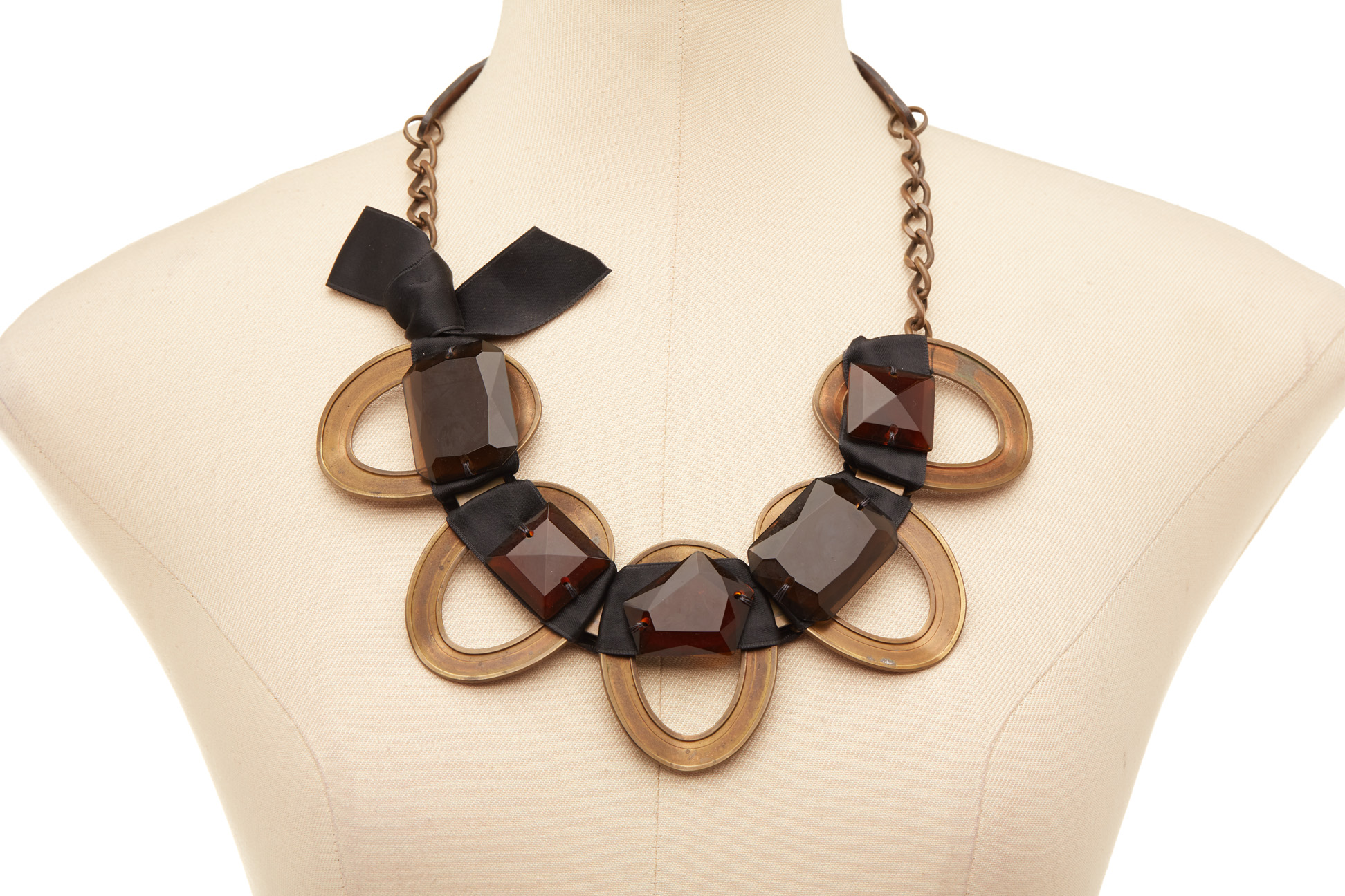 A MARNI BRONZE & GEM NECKLACE