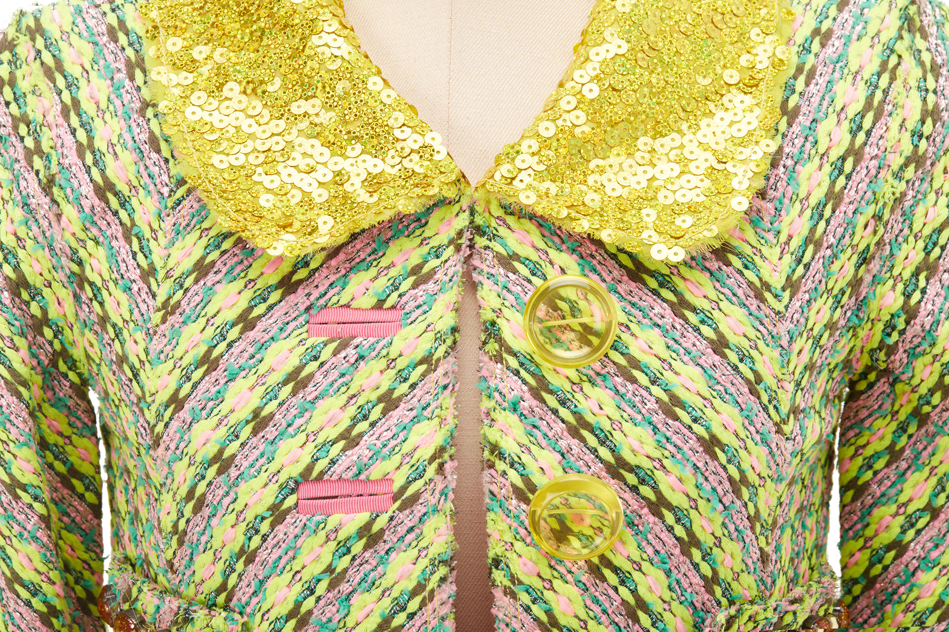 A MARC JACOBS MULTICOLOURED & YELLOW SEQUIN TWEED JACKET - Image 2 of 3