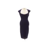 A HERVÉ LEGER NAVY BLUE BANDAGE BODYCON DRESS