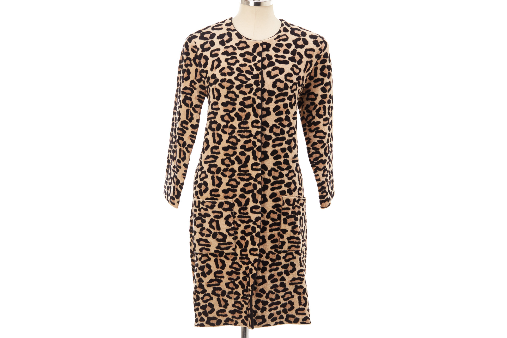 A OSCAR DE LA RENTA LEAPORD PRINT WOOL COAT