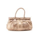 A ZAGLIANI 'PUFFY' SILVER & BEIGE HANDBAG