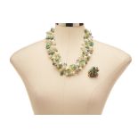 A THAI DESIGNER PEARL & JADE CLUSTER NECKLACE & RING