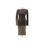 AN RM LONG SLEEVED GREY GRADIENT WOOL ZIP UP DRESS