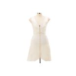 A ROLAND MOURET OFF-WHITE A-LINE DRESS