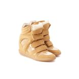 A PAIR OF ISABEL MARANT 'BEKETT' BEIGE SNEAKER BOOTS EU 37