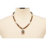 A THAI DESIGNER TURTLE SEMI-PRECIOUS STONE NECKLACE