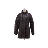 AN EMPORIO ARMANI EA7 BLACK QUILTED COAT