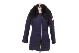 A JUST CAVALLI NAVY BLUE QUILTED COAT