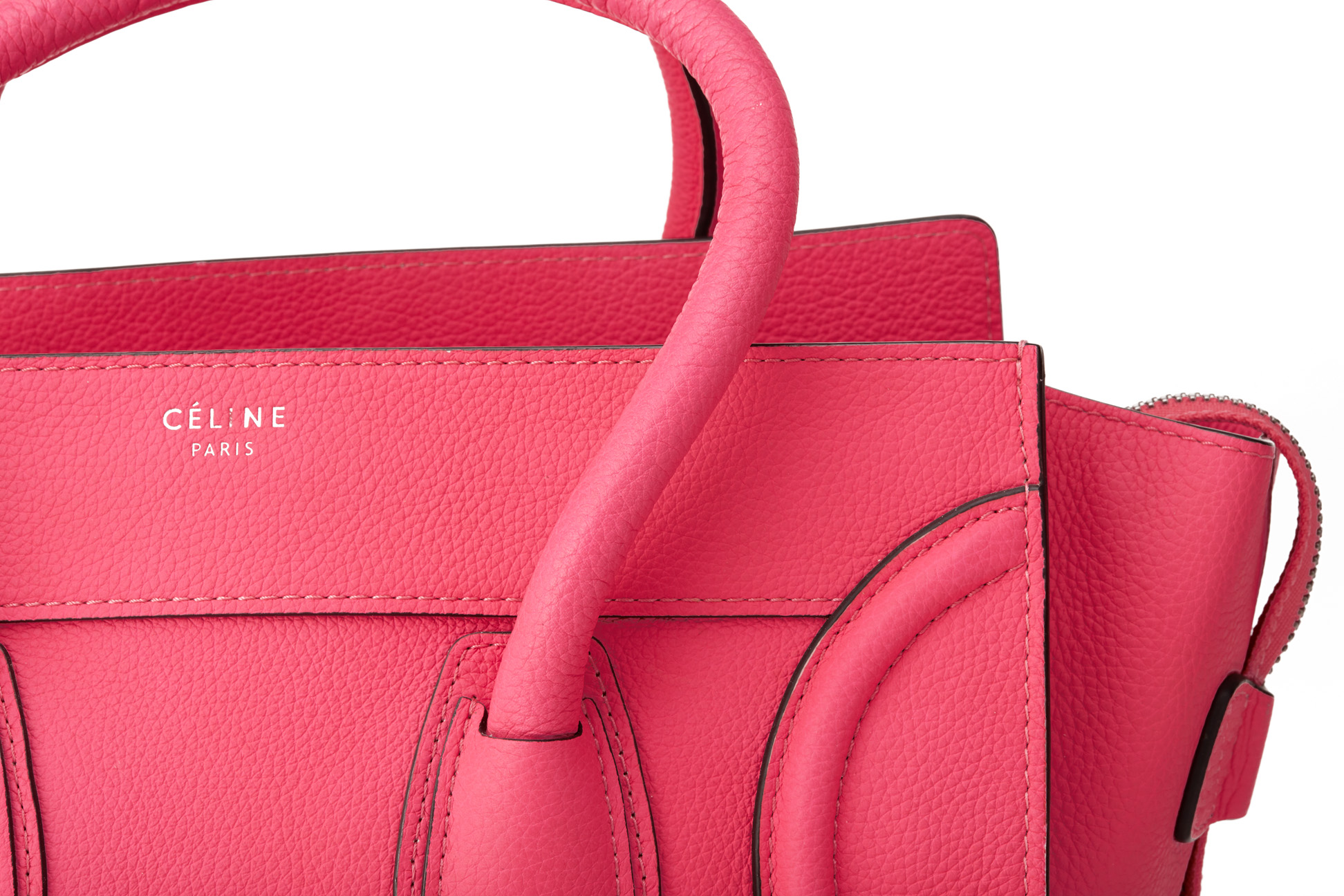 A CELINE 'MINI LUGGAGE' NEON PINK HANDBAG - Image 4 of 8