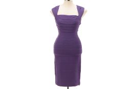 A HERVÉ LEGER PURPLE BANDAGE BODYCON DRESS