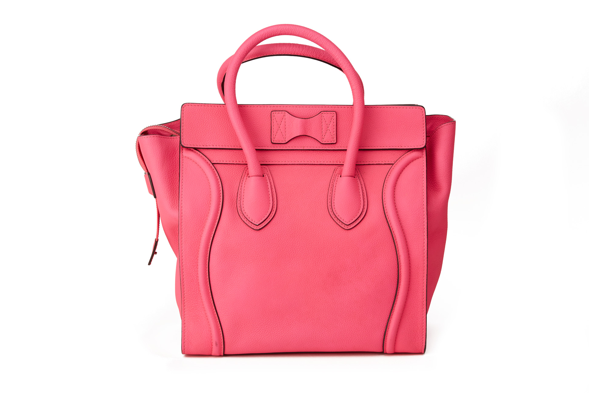 A CELINE 'MINI LUGGAGE' NEON PINK HANDBAG - Image 3 of 8