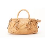 A PRADA LIGHT BROWN LEATHER HANDBAG