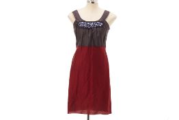 A LAVANDER LABEL GREY & MAROON EMBELLISHED DRESS