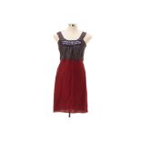 A LAVANDER LABEL GREY & MAROON EMBELLISHED DRESS