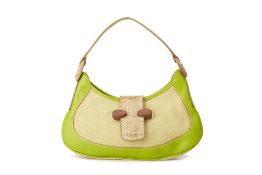 A TOD'S LIME GREEN LEATHER HANDBAG