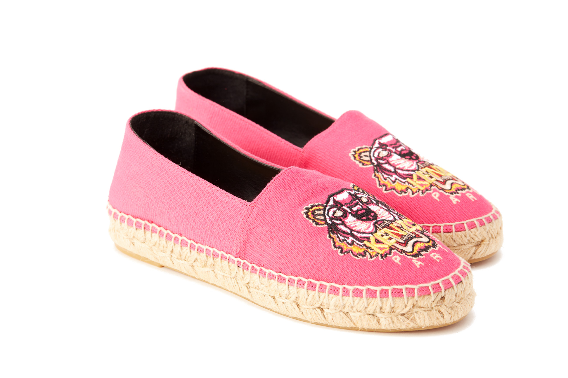 A PAIR OF KENZO TIGER EMBROIDERED FUCHSIA ESPADRILLES EU 36