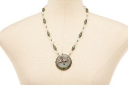 A THAI DESIGNER JADE DRAGON FLY NECKLACE