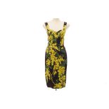 A DOLCE & GABBANA BLACK & YELLOW FLORAL DRESS