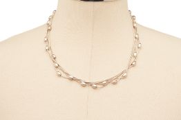 A TIFFANY & CO MULTI-STRAND SILVER TORSADE NECKLACE