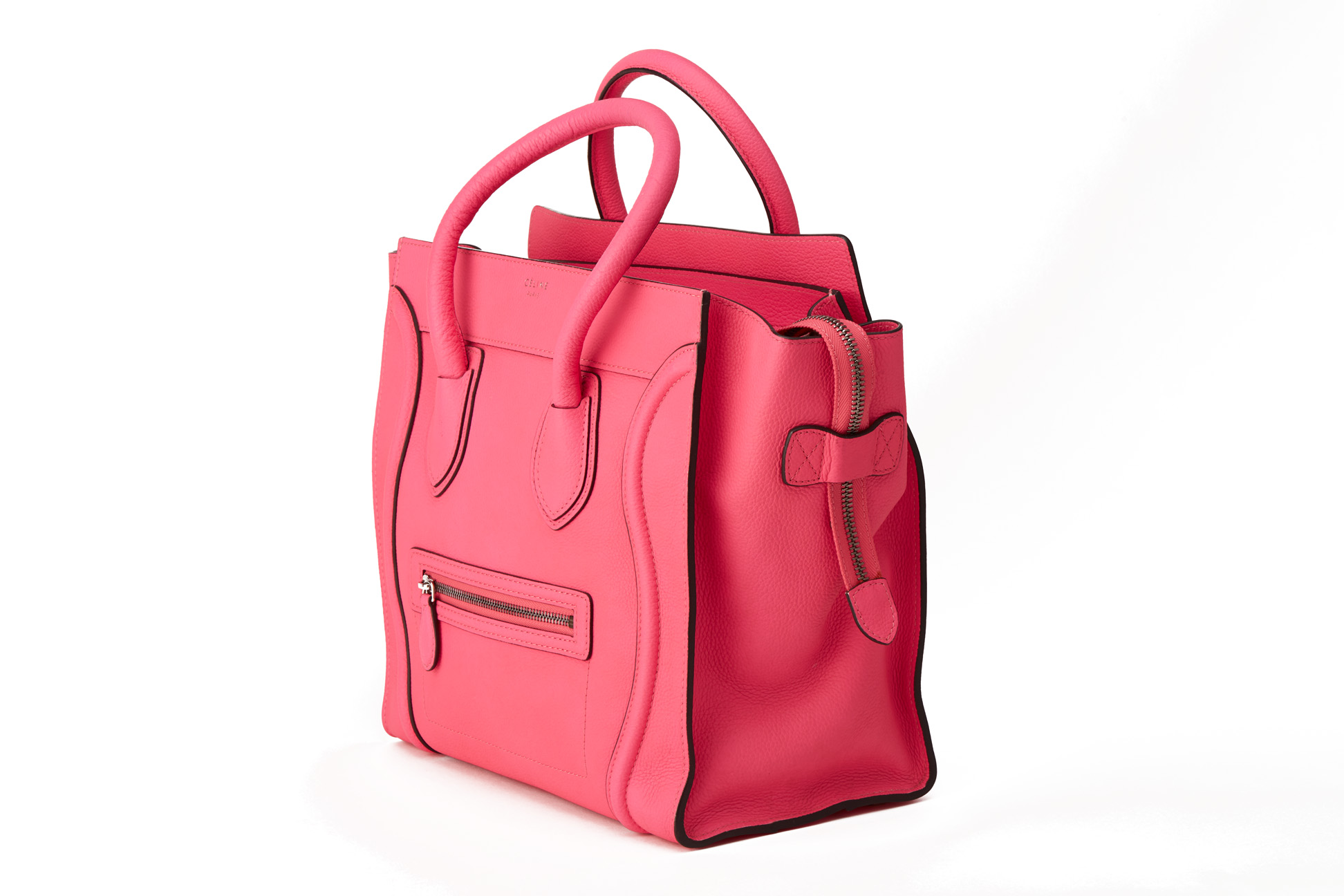 A CELINE 'MINI LUGGAGE' NEON PINK HANDBAG - Image 2 of 8