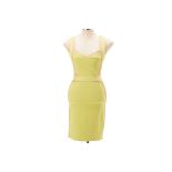 A HERVÉ LEGER YELLOW & BEIGE BANDAGE BODYCON DRESS