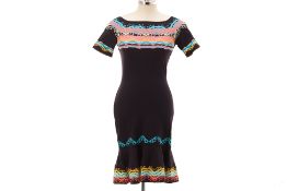 A PETER PILOTTO BLACK & MULTICOLOURED SKATER DRESS