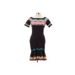 A PETER PILOTTO BLACK & MULTICOLOURED SKATER DRESS