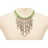 A VENESSA ARIGAZA NEON GREEN & DIAMANTÉ DANGLING NECKLACE