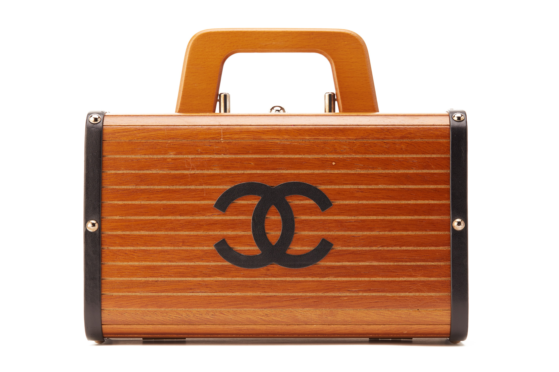 A CHANEL LIMITED EDITION WOOD CRUISE TRUNK BAG