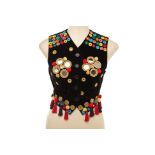 A DOLCE & GABBANA EMBELLISHED BLACK VELVET WAISTCOAT