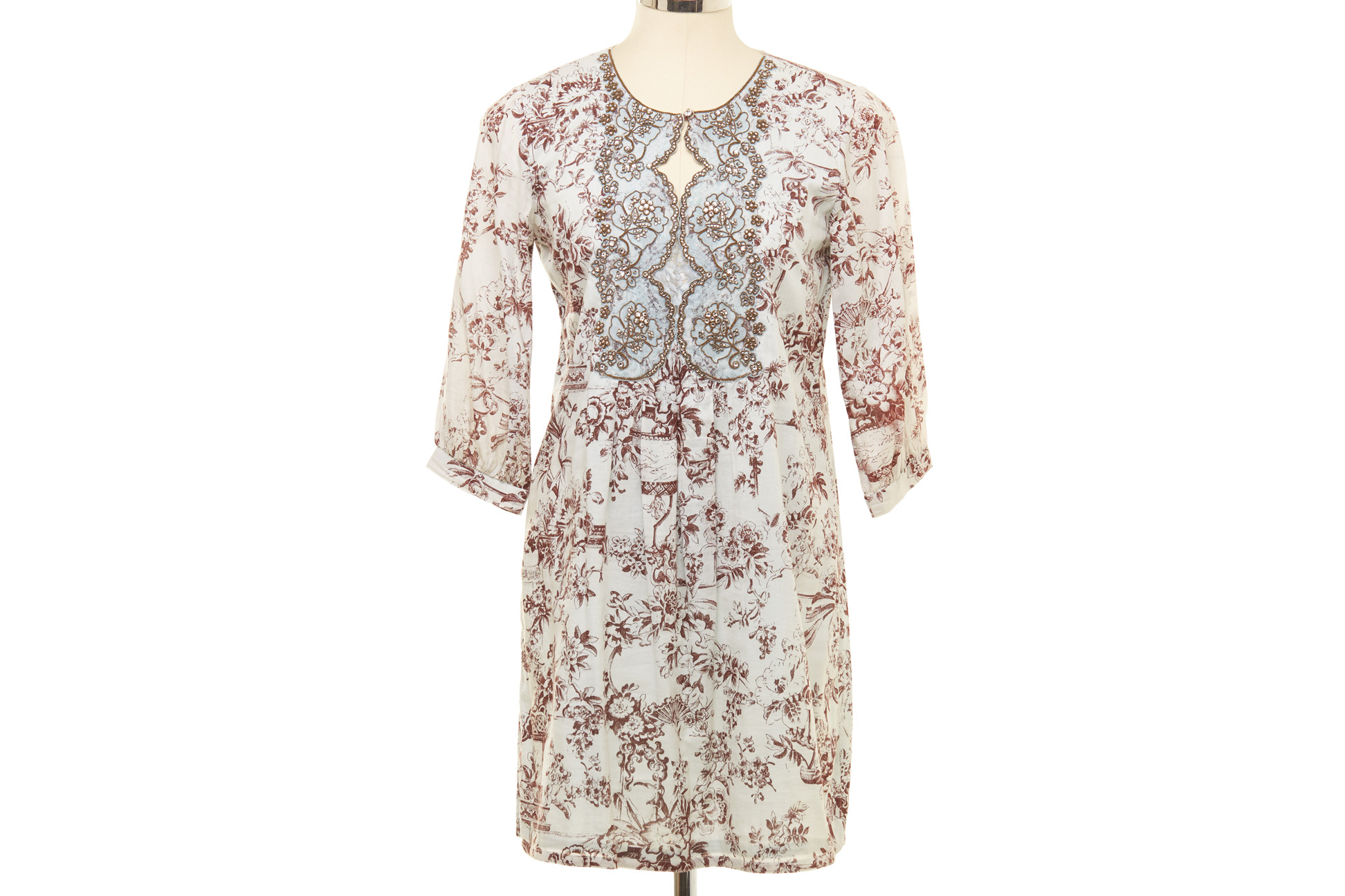 A MONISHA JAISING WHITE & BROWN KURTA TOP