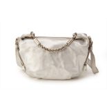 A FURLA SILVER LEATHER HANDBAG