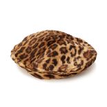 A DKNY LEOPARD PRINT BERET