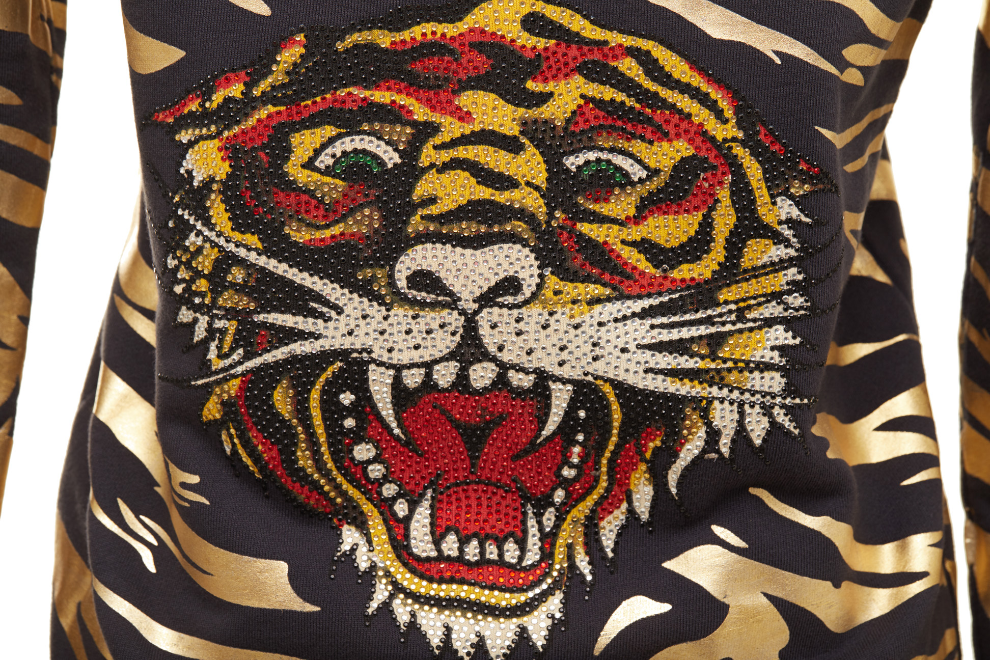 AN ED HARDY BLACK & METALLIC GOLD TIGER PRINT ZIP-UP JACKET - Image 4 of 4