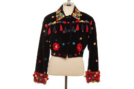 A DOLCE & GABBANA EMBELLISHED BLACK VELVET JACKET