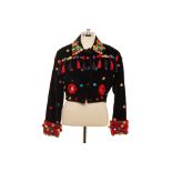 A DOLCE & GABBANA EMBELLISHED BLACK VELVET JACKET