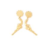 A PAIR OF CHANEL GILT METAL PISTOL DROP EARRINGS