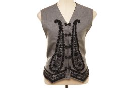 A MAISON LESAGE GREY EMBROIDERED WAISTCOAT