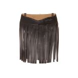 AN ALAÏA BLACK LEATHER FRINGE BELT