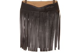 AN ALAÏA BLACK LEATHER FRINGE BELT