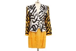 A VINTAGE YVES SAINT LAURENT RIVE GAUCHE SKIRT SUIT