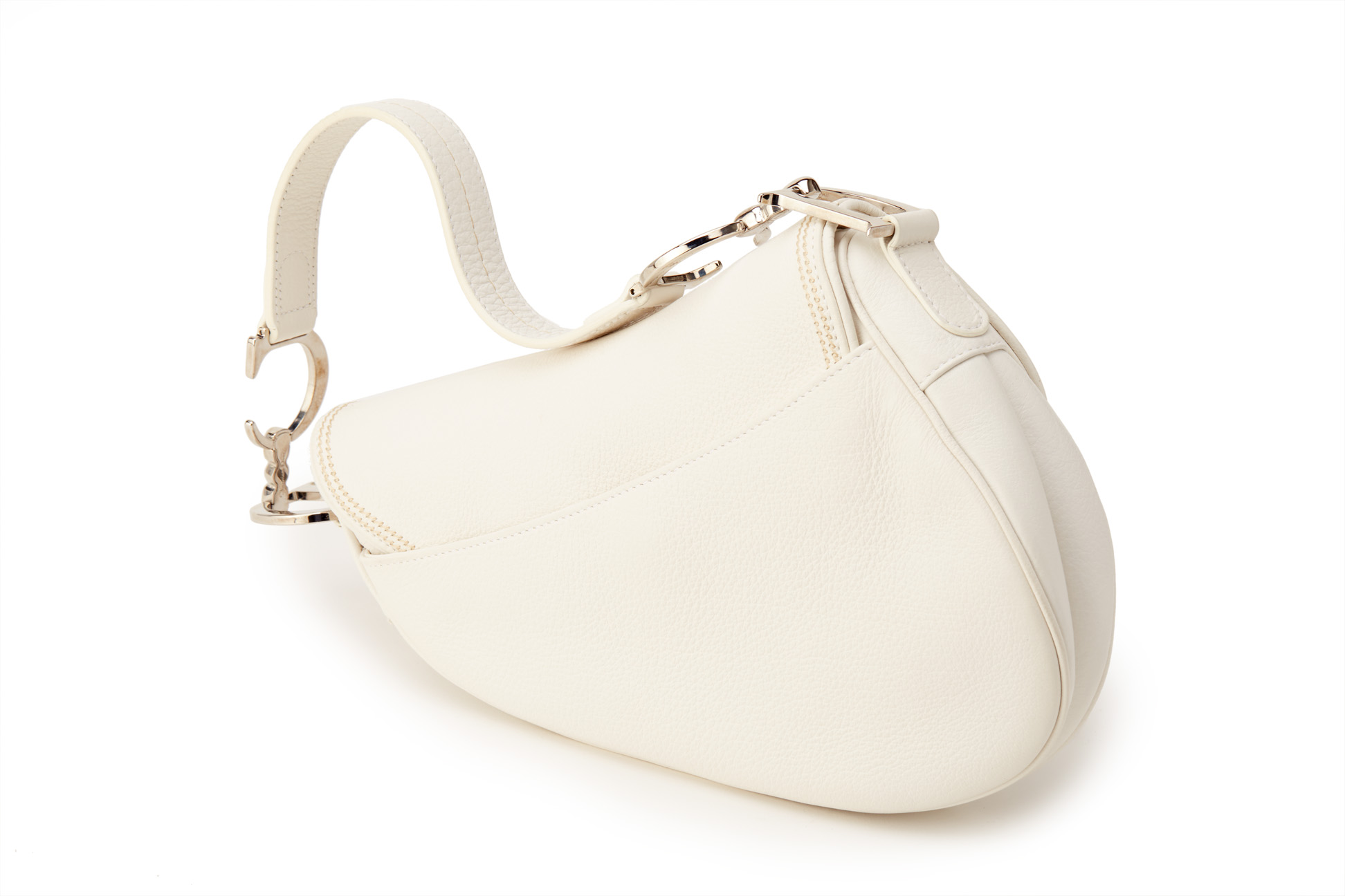 A CHRISTIAN DIOR WHITE LEATHER SADDLE BAG - Image 2 of 4