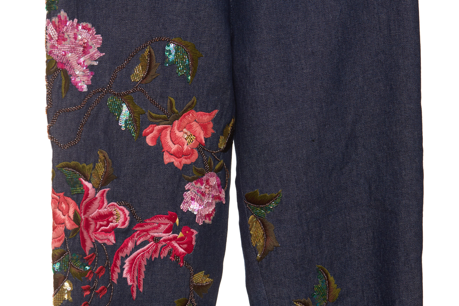 A PAIR OF DARK WASH FLORAL EMBROIDERED JEANS - Image 2 of 2