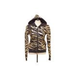 AN ED HARDY BLACK & METALLIC GOLD TIGER PRINT ZIP-UP JACKET