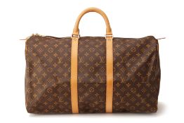 A LOUIS VUITTON KEEPALL 50 MONOGRAM CANVAS BAG