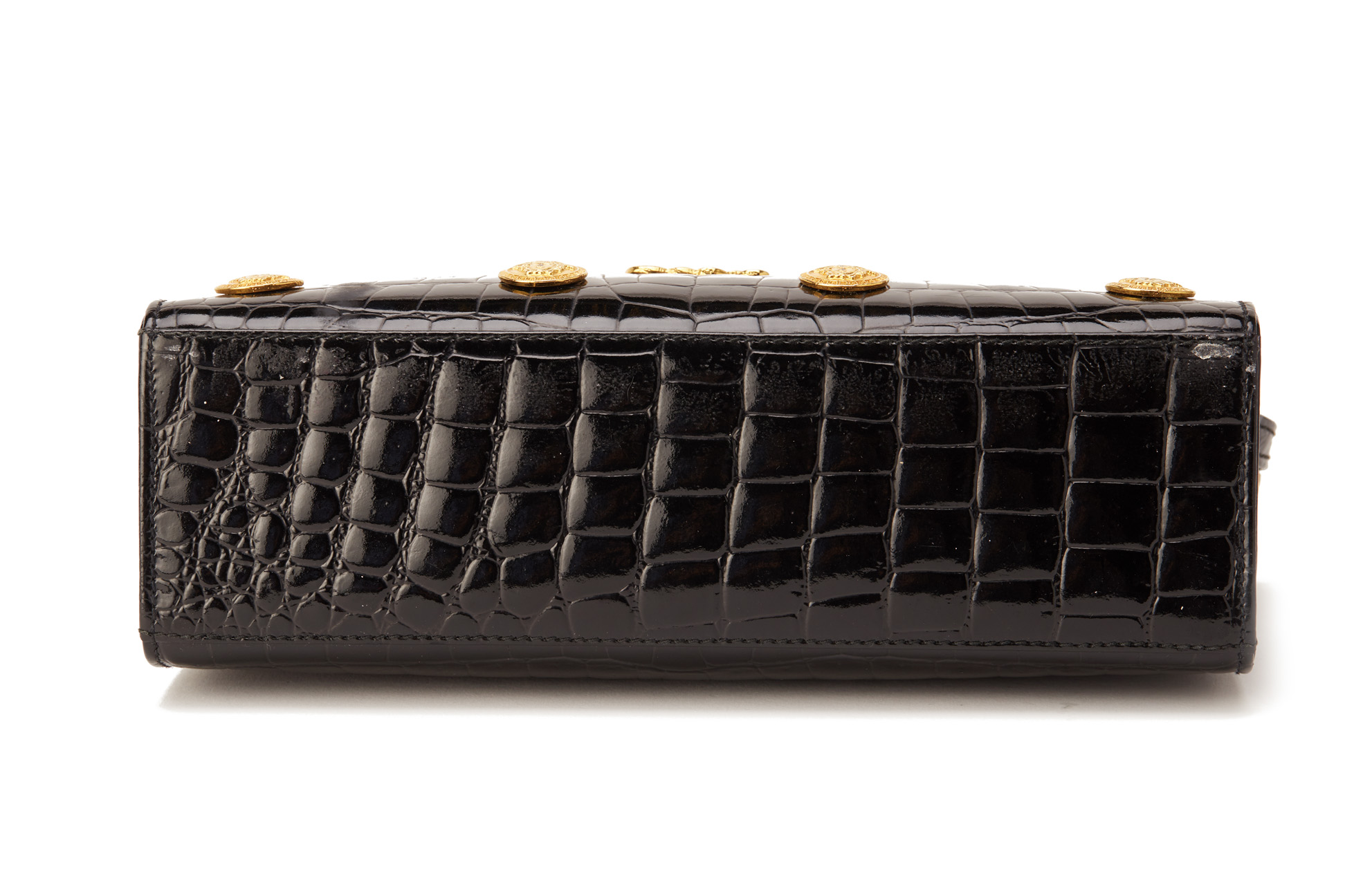 A GIANNI VERSACE BLACK CROCODILE EMBOSSED LEATHER HANDBAG - Image 6 of 6