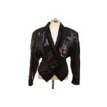 A KANSAI YAMAMOTO BLACK WOOL AND SEQUIN EMBROIDERED JACKET