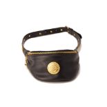 A GIANNI VERSACE BLACK LEATHER FANNY PACK